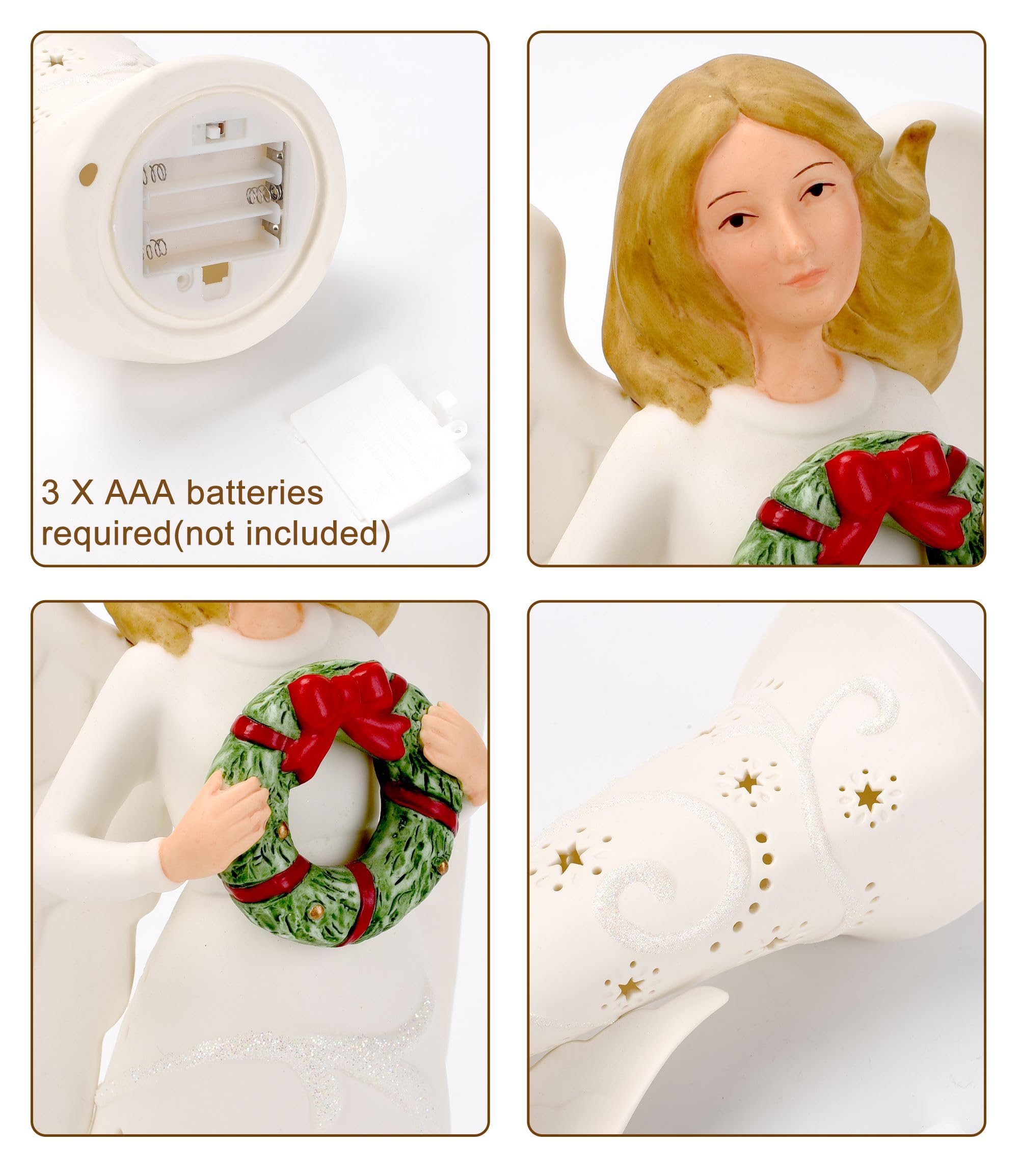 Amazon.co.jp: ライトアップ 祈る天使の置物 LEDライト付き – 9.5